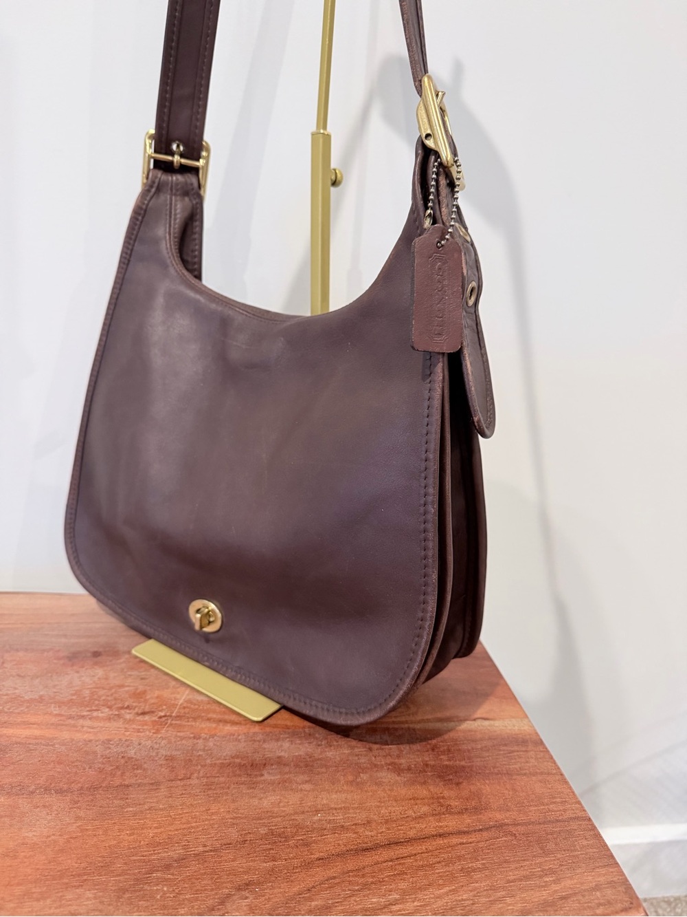 Vintage Coach Legacy Crescent Bag in Dark Brown 9718  with hangtag